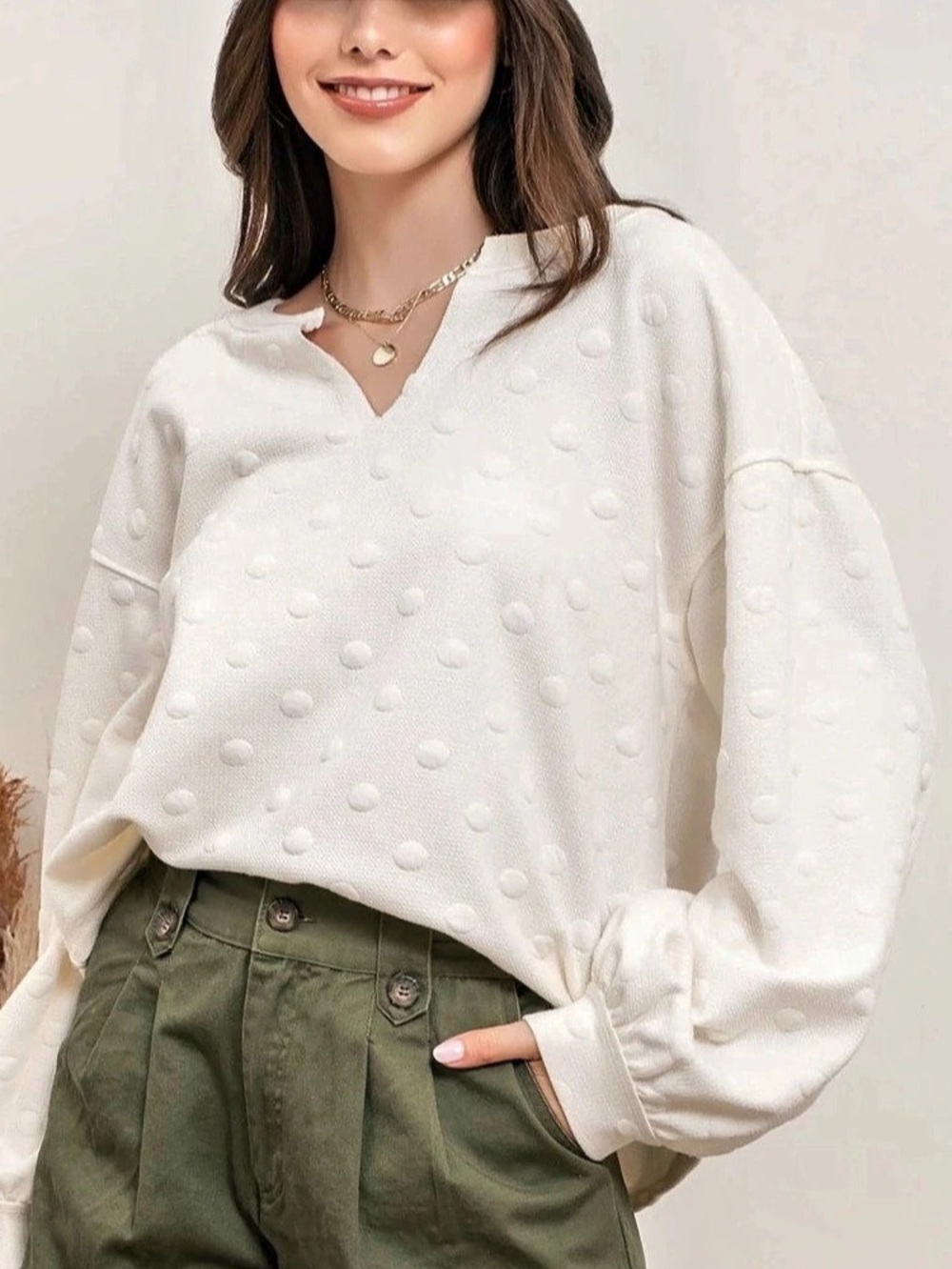 blu pepper Textured Dot Pullover Size Large